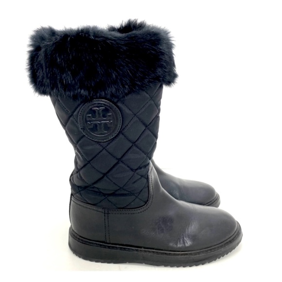 Tory Burch Joey Fur Trim Quilted Winter Boot in Back - Picture 5 of 10